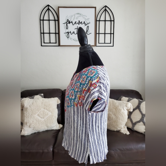 Savanna Jane Embroidered Multi Media Blouse Boho Chic Women's Size S Retro - Picture 7 of 12